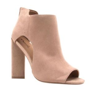 NEW Side Cut Peep Toe Chunky Heel Ankle Booties